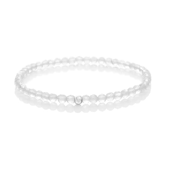 BERGERLIN Genuine clear quartz bracelet bracelet - real clear crystal bracelet bracelet with 4mm pearls faceted - Size XS